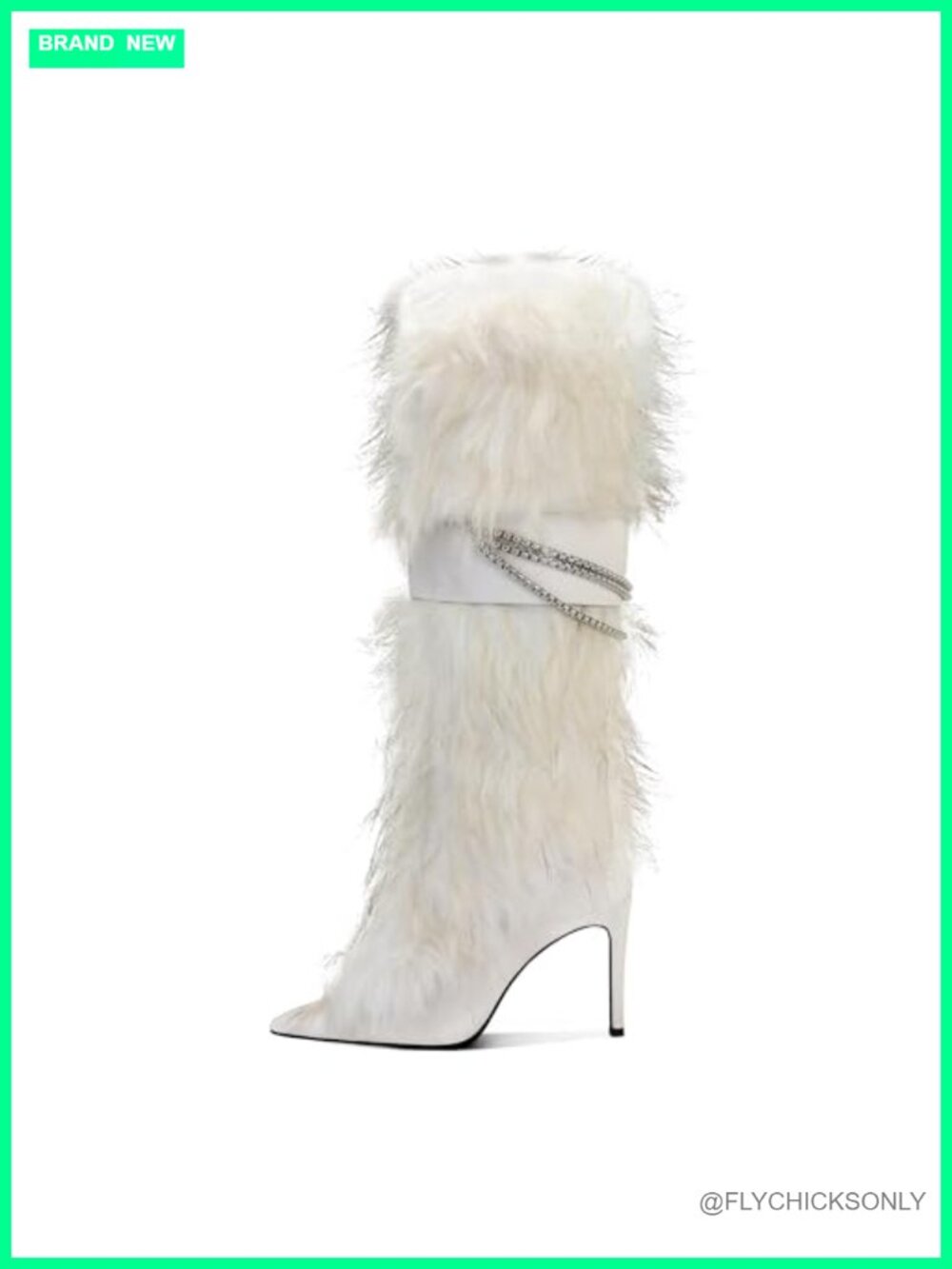 Faux Fur Pointed Toe Stiletto Knee-High Boots Slip-On Winter